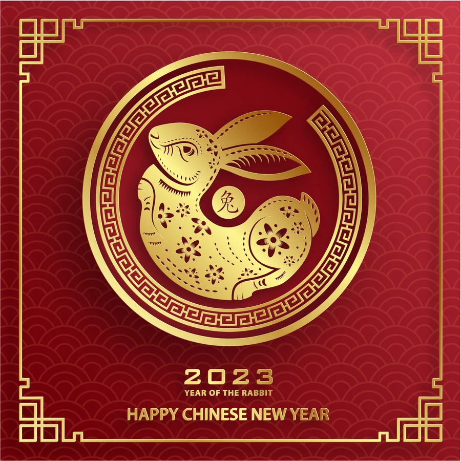 2023兔年中国风新年春节剪纸风节日宣传插画海报背景展板AI素材【039】